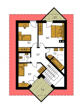 Mirror image | Floor plan of second floor - HARMONIA 30
